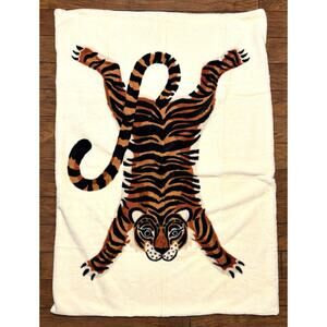 Christian Lacroix Faux Fur Tiger Throw Blanket Tiger Print NWT
